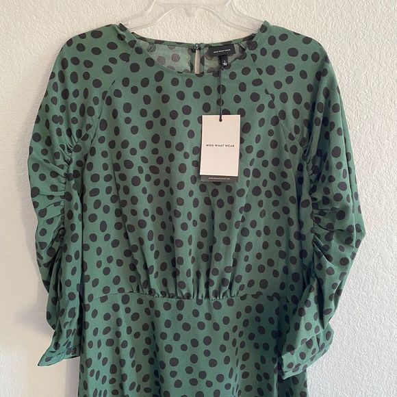 Who What Wear Polka Dot 3/4 Sleeve Mini Dress Size Large - Picture 3 of 10